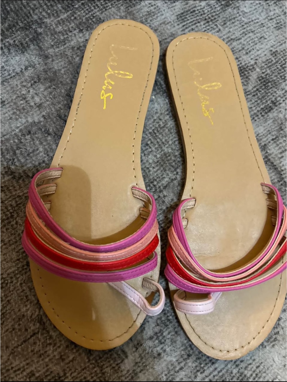 Lulu's Pink, Red & Cream Multi-Striped Slide Sandals